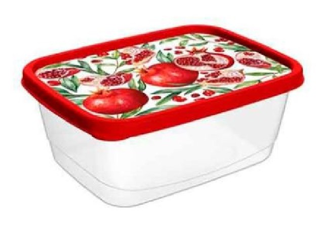 Контейнер для продуктов прямоугольный 1,5л с декором (красный)